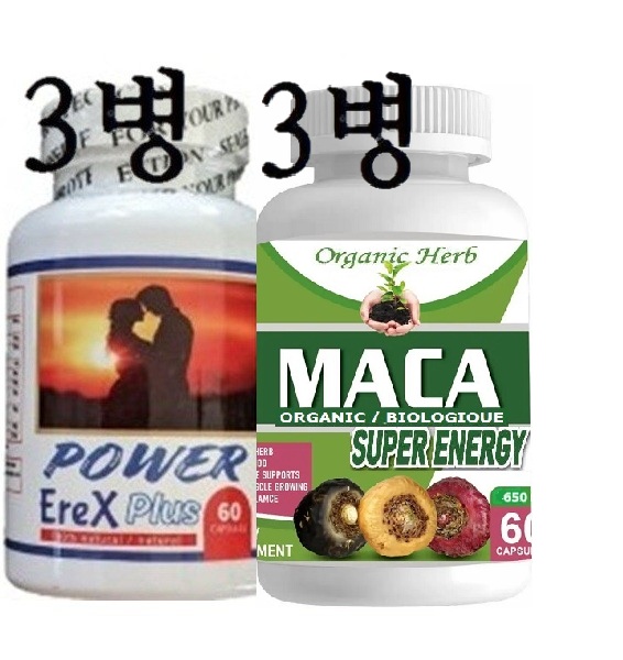 파워에렉스플러스 60정*3병+마카650mg 60정*3병.(17CM평생유지,롱타임1시간 솔류션)3달분